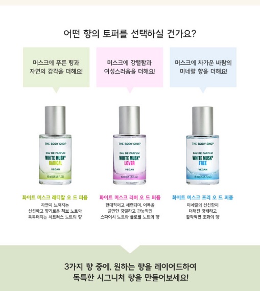 [더바디샵] NEW 화이트 머스크 래디칼 오 드 퍼퓸 15ML (토퍼)